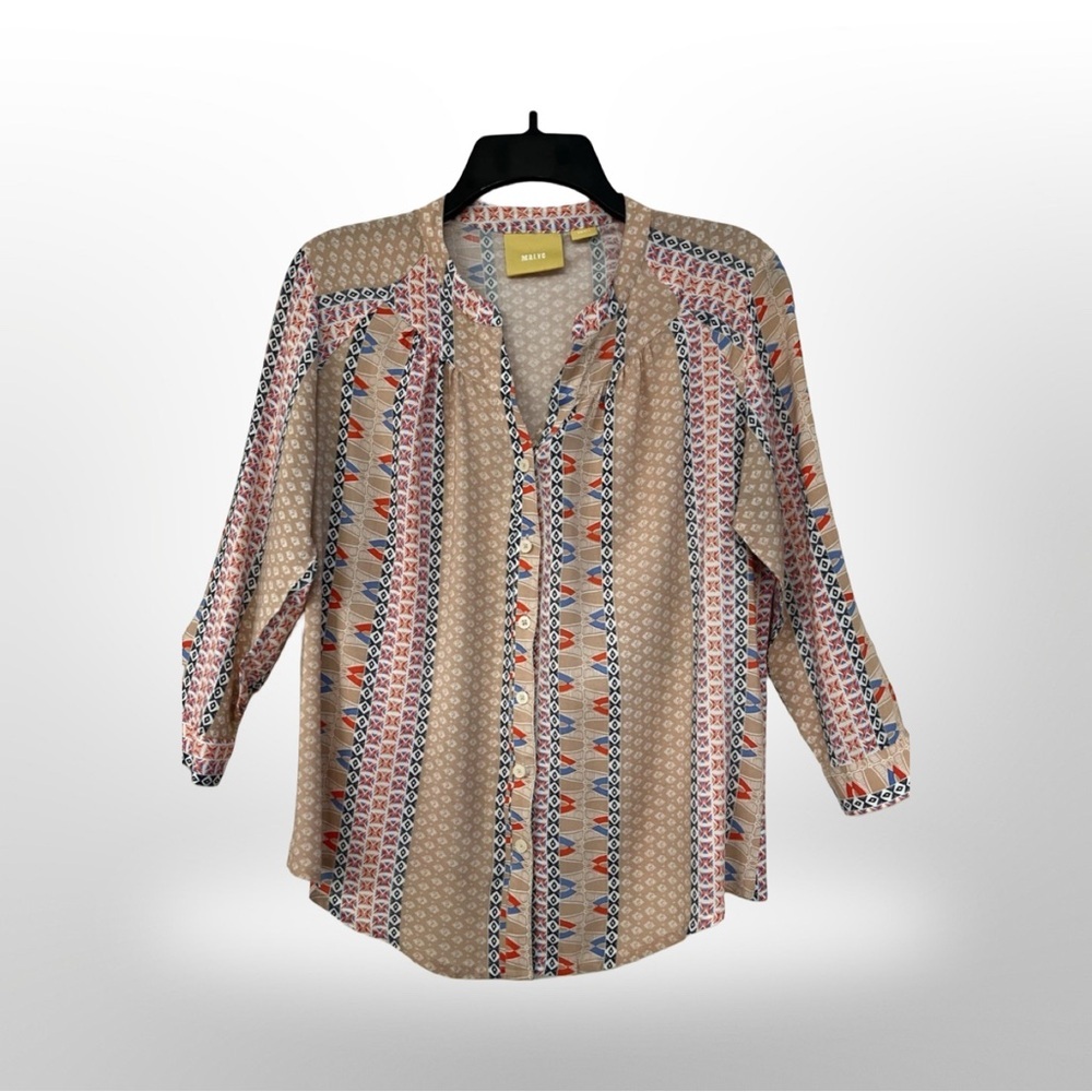 Maeve by Anthropologie Blouse Size extra small, stripedโ geometric prints